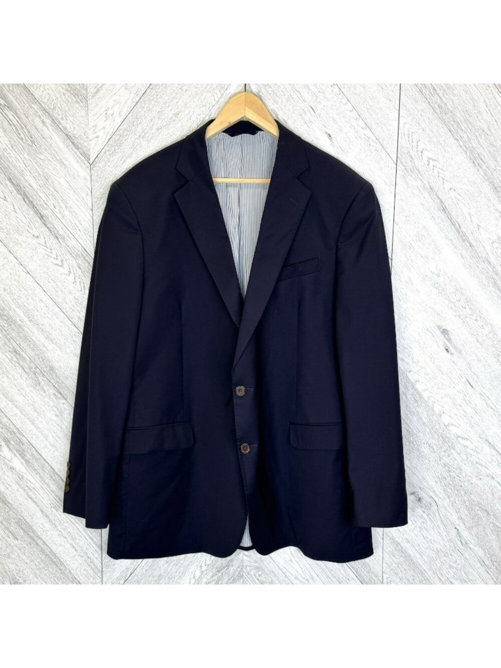 Brooks Brothers Explorer Blazer Jacket Madison Fit Navy Blue Mens 46L Wool Blend